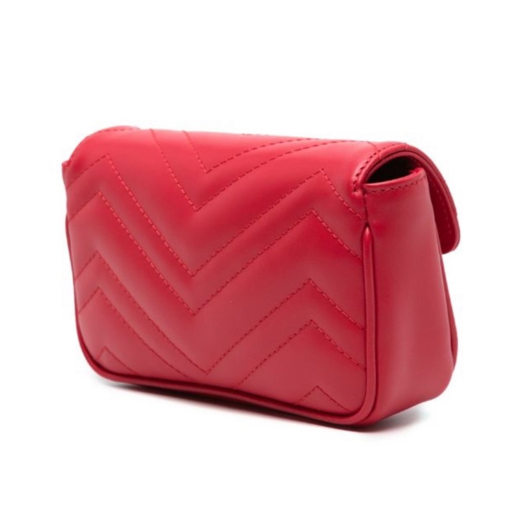 Gucci GG Marmont Mini Leather Crossbody Bag in Red - Picture 4 of 9